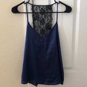 Navy lacy back Mikey & Joey top